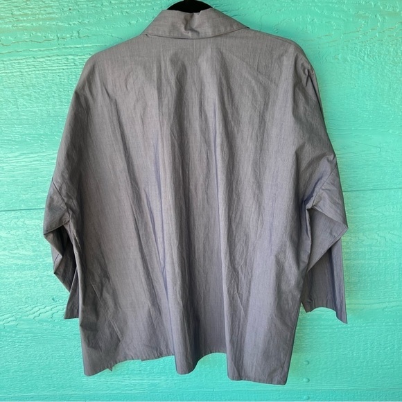 P. TAYLOR OVERSIZED MINIMALIST BUTTON DOWN 3/4 SLEEVE SHIRT SIZE LARGE GRAY NWT - Picture 3 of 9